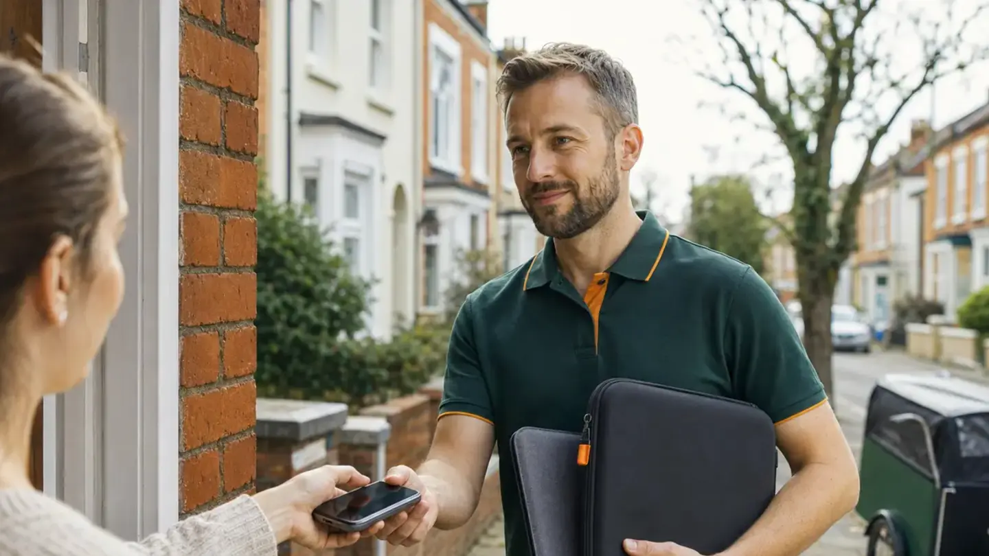 Phone repair collection in Bedminster Local technician collecting a phone and laptop for repair in Bedminster, Bristol
