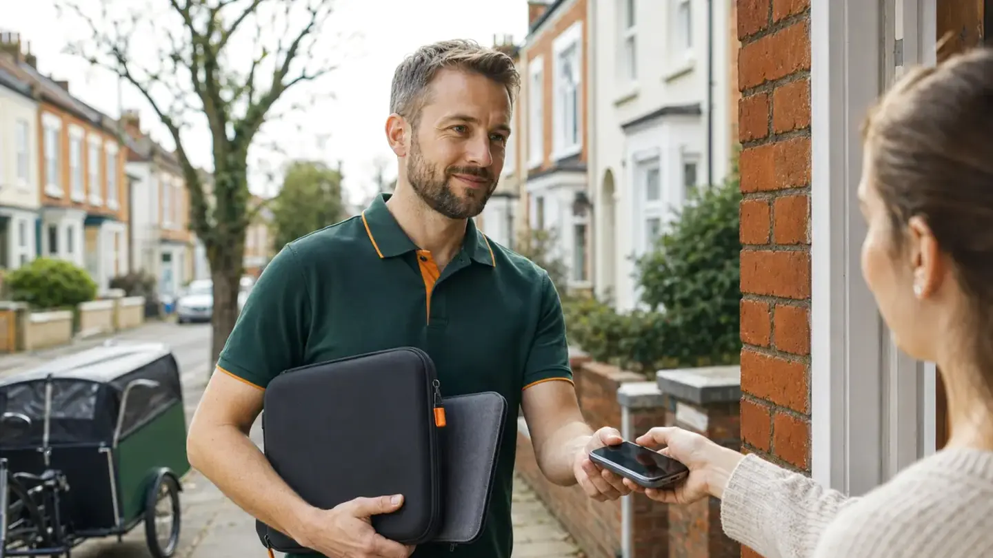 Phone repair collection in Bishopston Local technician collecting a phone and laptop for repair in Bishopston, Bristol