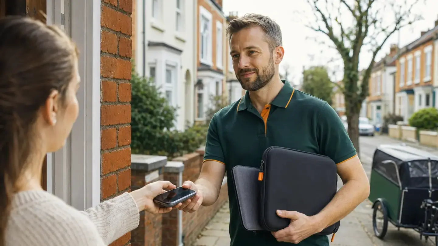 Phone repair collection in Redland Local technician collecting a phone and laptop for repair in Redland, Bristol