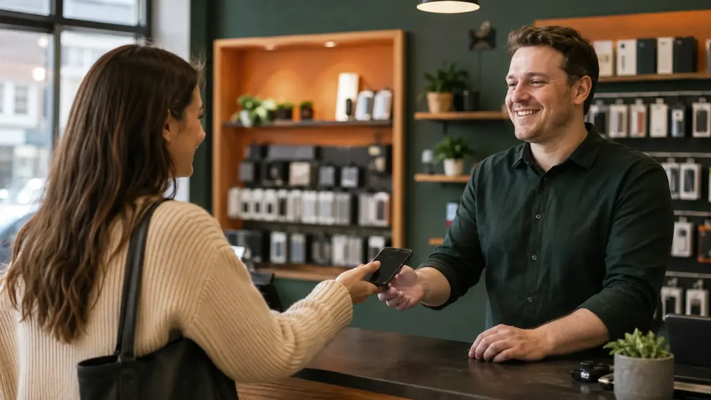 Customer speaking with a technician at a local Bristol repair shop