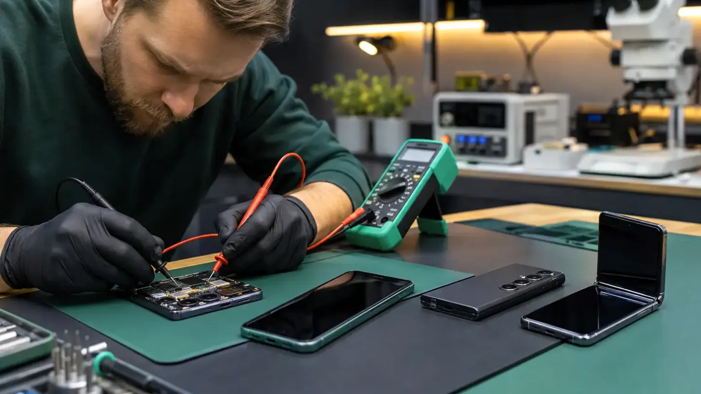 Huawei and Honor repair Bristol Technician diagnosing an Android handset for Huawei and Honor repair in Bristol