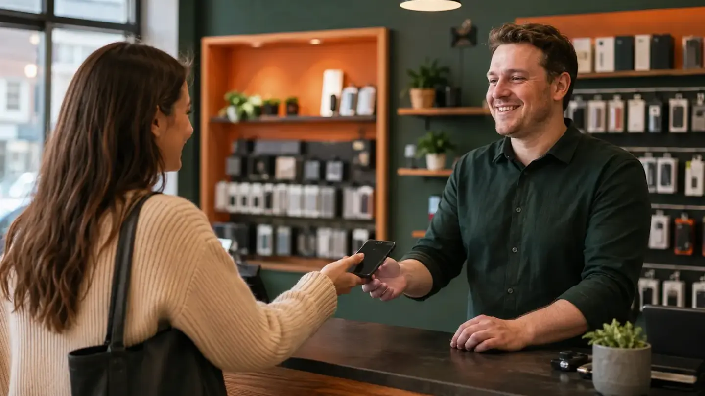 Phone repair shop locations Bristol Welcoming independent Bristol phone repair shop counter and technician