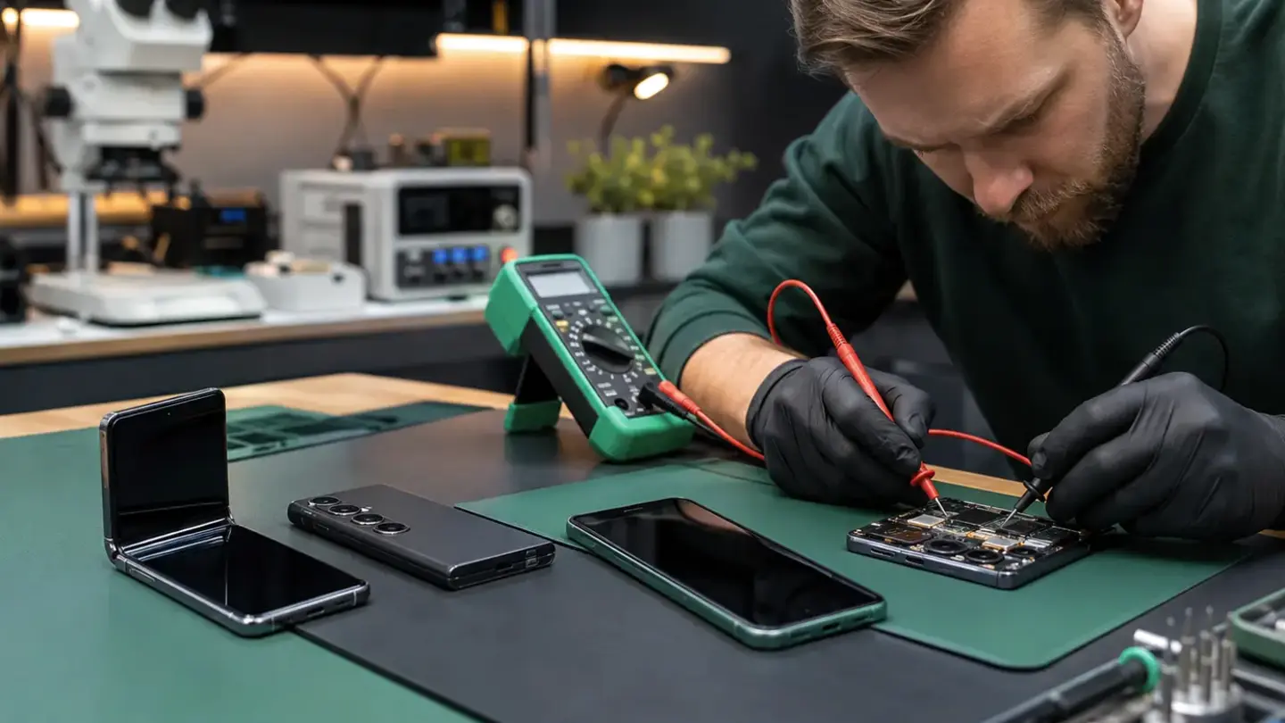 Android phone repair Bristol Several Android smartphones prepared for professional repair diagnostics in Bristol