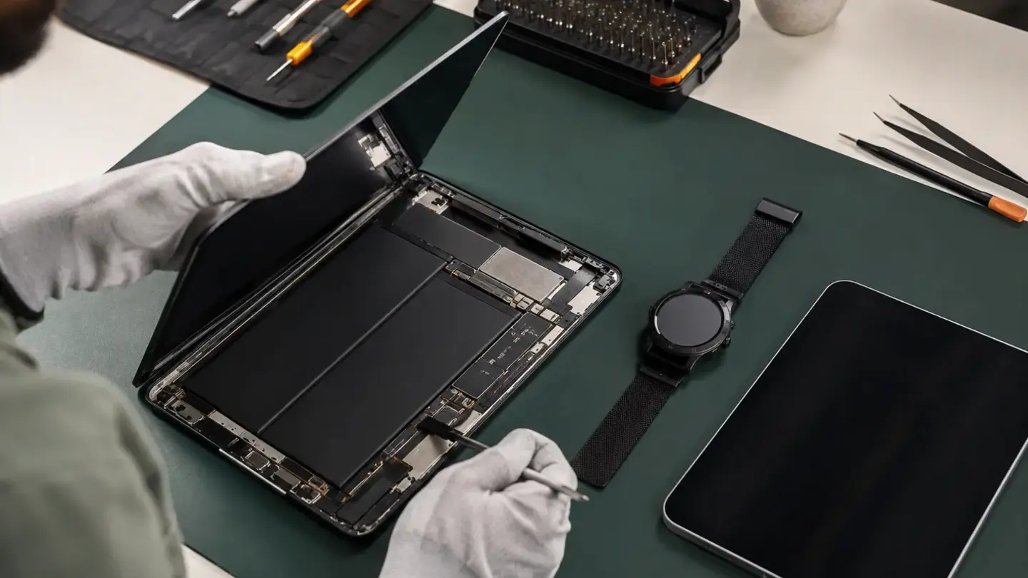 iPad and tablet screen repair Bristol Technician lifting a tablet display during a professional screen replacement