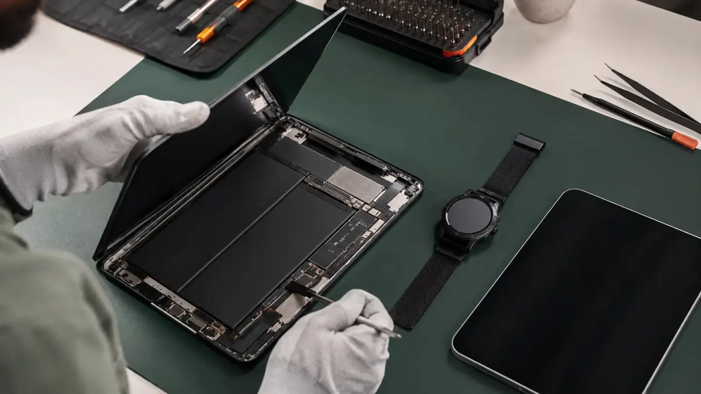 iPad and tablet repair Bristol Technician carefully lifting a tablet display during tablet repair in Bristol