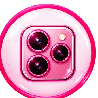Pink illustrated icon for camera repair