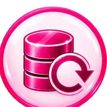 Pink illustrated icon for data recovery